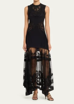Ulla JohnsonFloral Lace Silk Crepe De Chine Gown