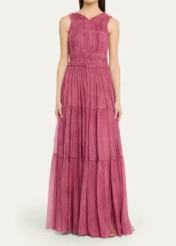 Ulla JohnsonFreesia Sleeveless Silk Chiffon Gown
