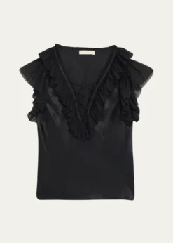 Ulla JohnsonIlyana Silk Ruffle Blouse
