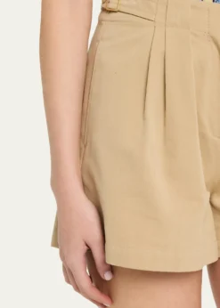 Ulla JohnsonKira Pleated Cotton Shorts