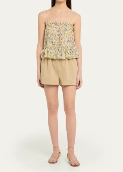 Ulla JohnsonKira Pleated Cotton Shorts