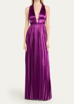 Ulla JohnsonLena Pleated Satin Gown
