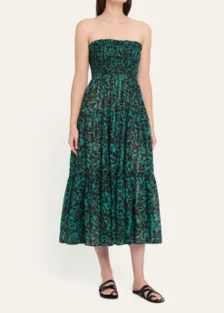 Ulla JohnsonLucca Smocked Strapless Midi Dress