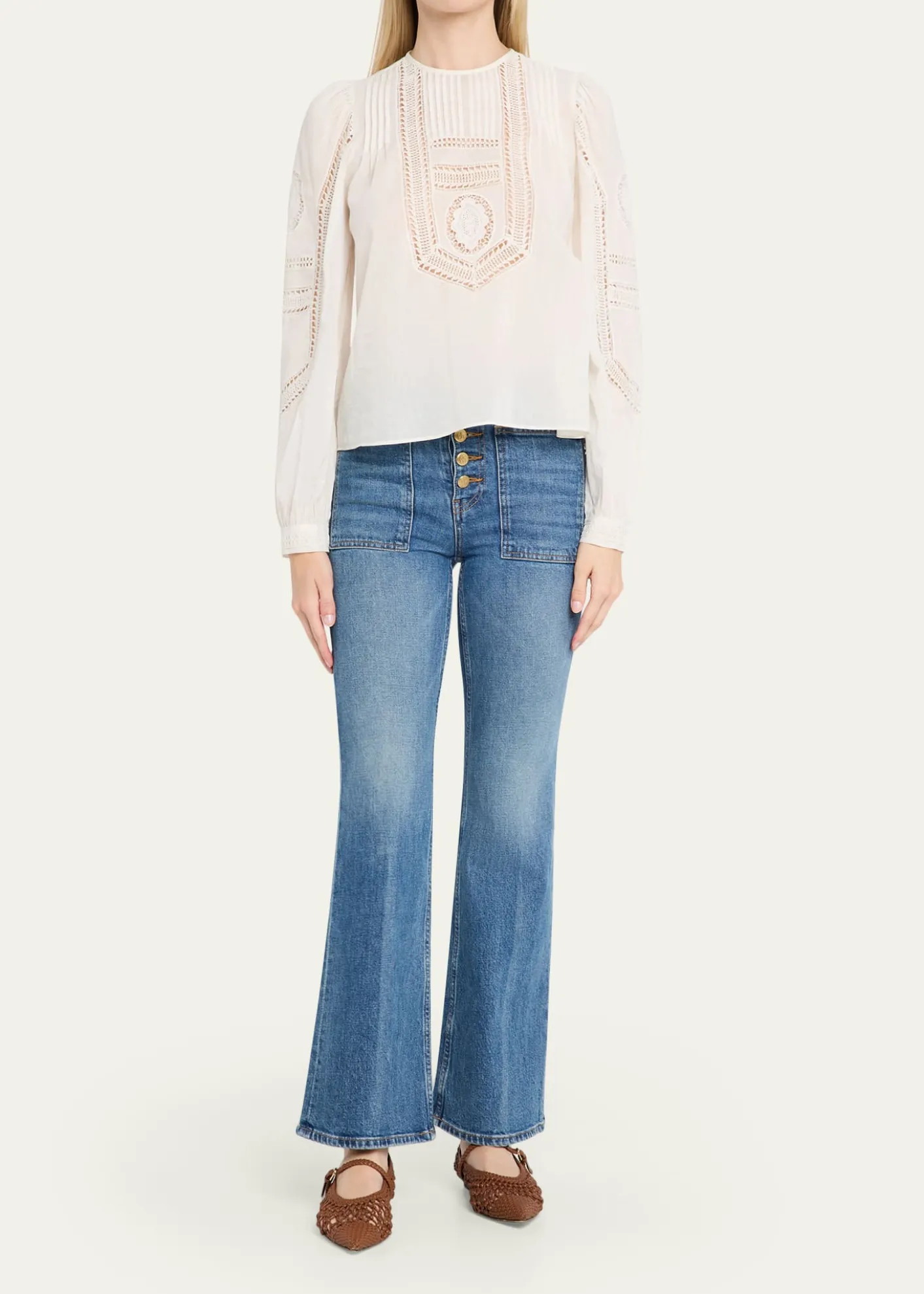 Ulla JohnsonMarlowe Embroidered Long-Sleeve Blouse