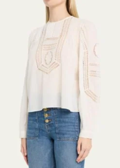 Ulla JohnsonMarlowe Embroidered Long-Sleeve Blouse
