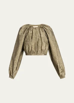 Ulla JohnsonOrielle Metallic Taffeta Bomber Jacket