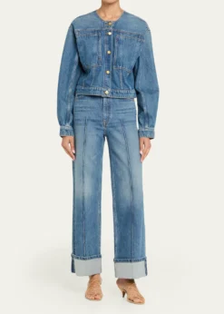 Ulla JohnsonThe Brair Denim Collarless Jacket