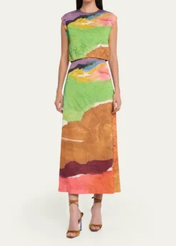 Ulla Johnsonx Helen Frankenthaler Inez Satin Pencil Skirt