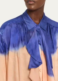 Ulla Johnsonx Helen Frankenthaler Gesture Silk-Chiffon Ruffle Blouse