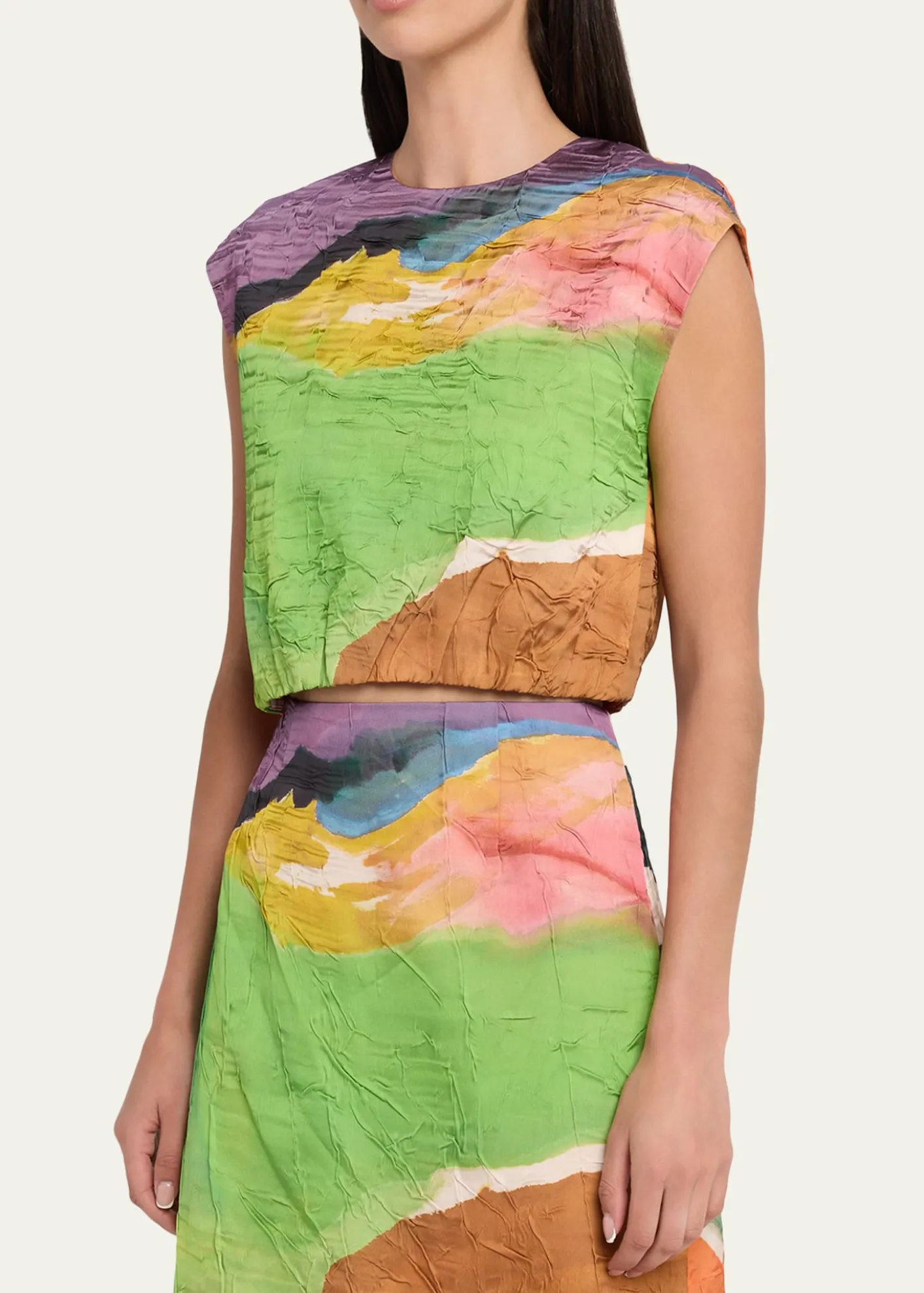 Ulla Johnsonx Helen Frankenthaler Gisella Satin Crop Top