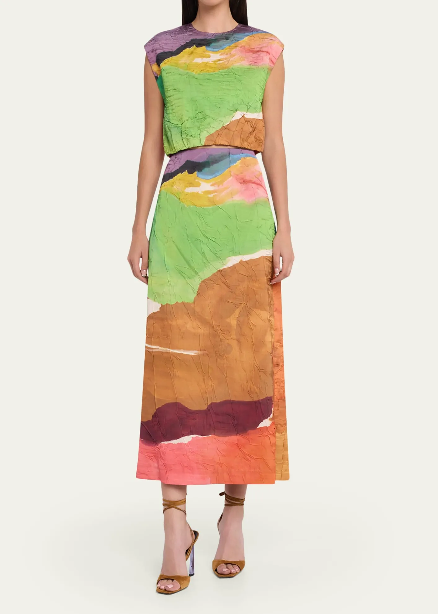 Ulla Johnsonx Helen Frankenthaler Gisella Satin Crop Top