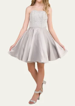 Un Deux TroisGirl's Strapless Sequin & Satin Party Dress, Size 14-12