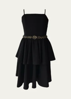 Un Deux TroisGirl's Tiered Dress W/ Embellished Belt, Size 10-16