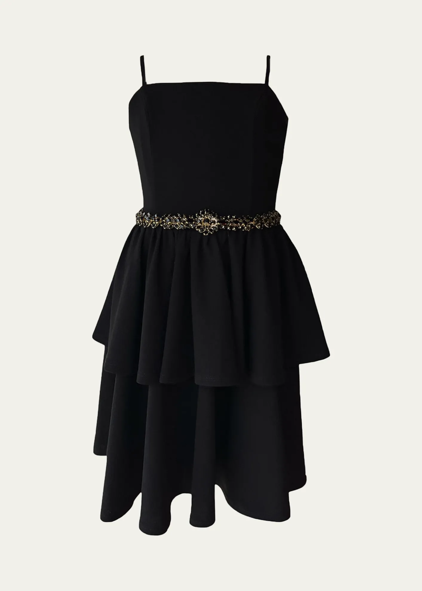 Un Deux TroisGirl's Tiered Dress W/ Embellished Belt, Size 10-16