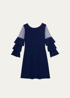 Un Deux TroisGirl's Tiered Sleeve Sheath Dress, Size 7-16