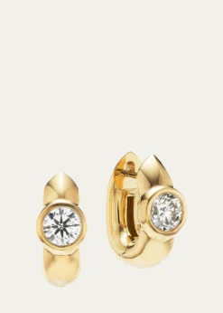 Uniform Object18K Tusk Huggie Earrings with Diamonds