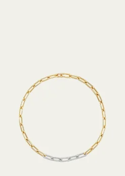 Uniform Object18K Yellow Gold and Platinum Heavy Metal Diamond Chain Link Necklace