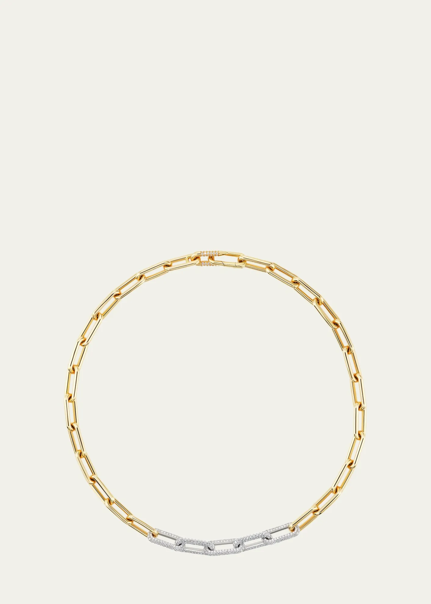 Uniform Object18K Yellow Gold and Platinum Heavy Metal Diamond Chain Link Necklace