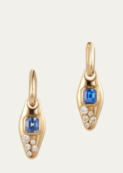 Uniform Object18K Yellow Gold Blue Sapphire And Diamond Vessel Huggie Earrings
