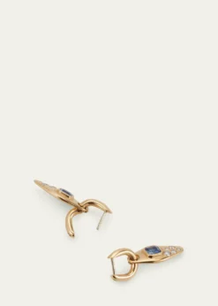 Uniform Object18K Yellow Gold Blue Sapphire And Diamond Vessel Huggie Earrings