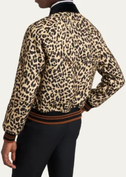 Valentino GaravaniMen's Animal-Print Wool Bomber Jacket