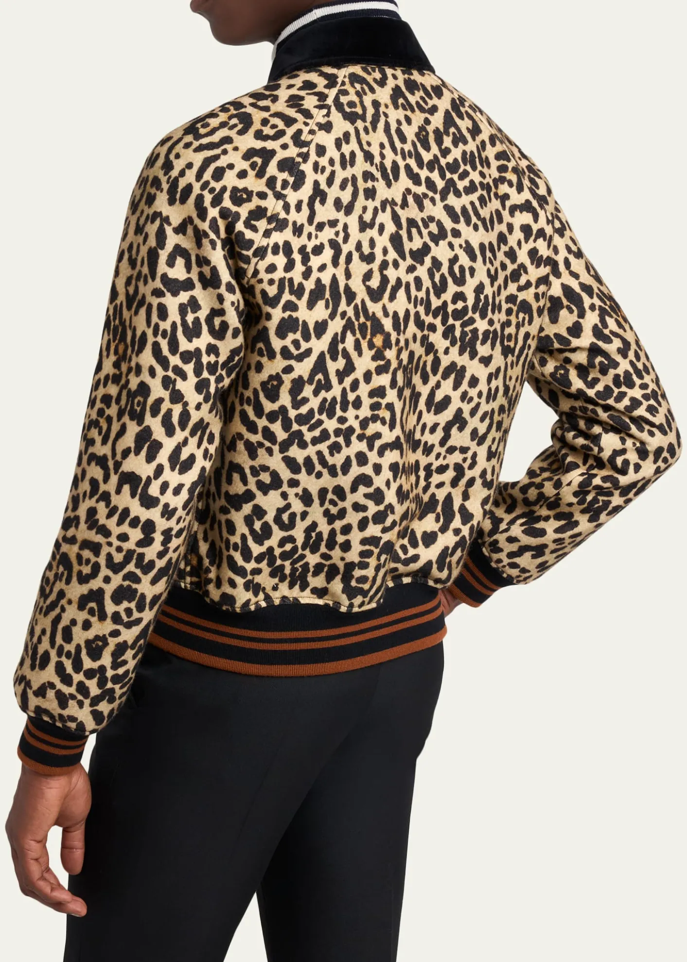 Valentino GaravaniMen's Animal-Print Wool Bomber Jacket