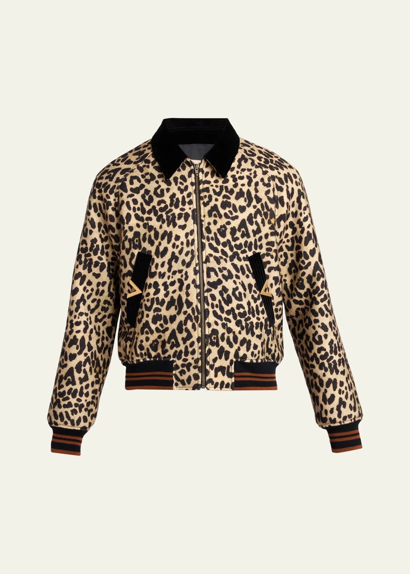 Valentino GaravaniMen's Animal-Print Wool Bomber Jacket