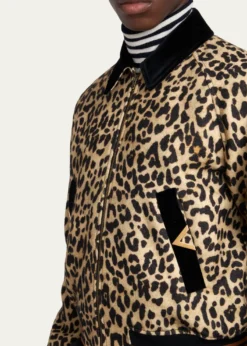 Valentino GaravaniMen's Animal-Print Wool Bomber Jacket