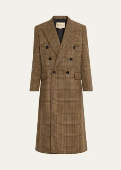 Valentino GaravaniMen's Double-Breasted Glen Plaid Wool Coat