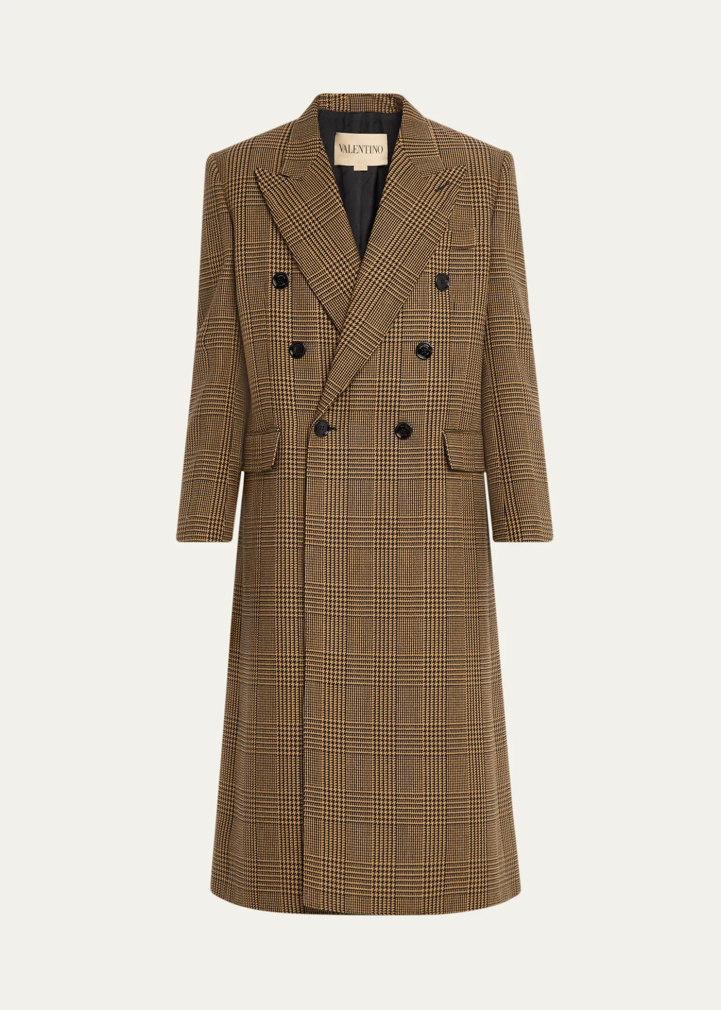 Valentino GaravaniMen's Double-Breasted Glen Plaid Wool Coat