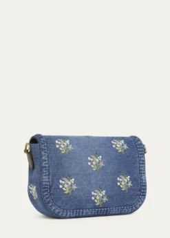 Valentino GaravaniAlltime Floral-Embroidered Denim Shoulder Bag