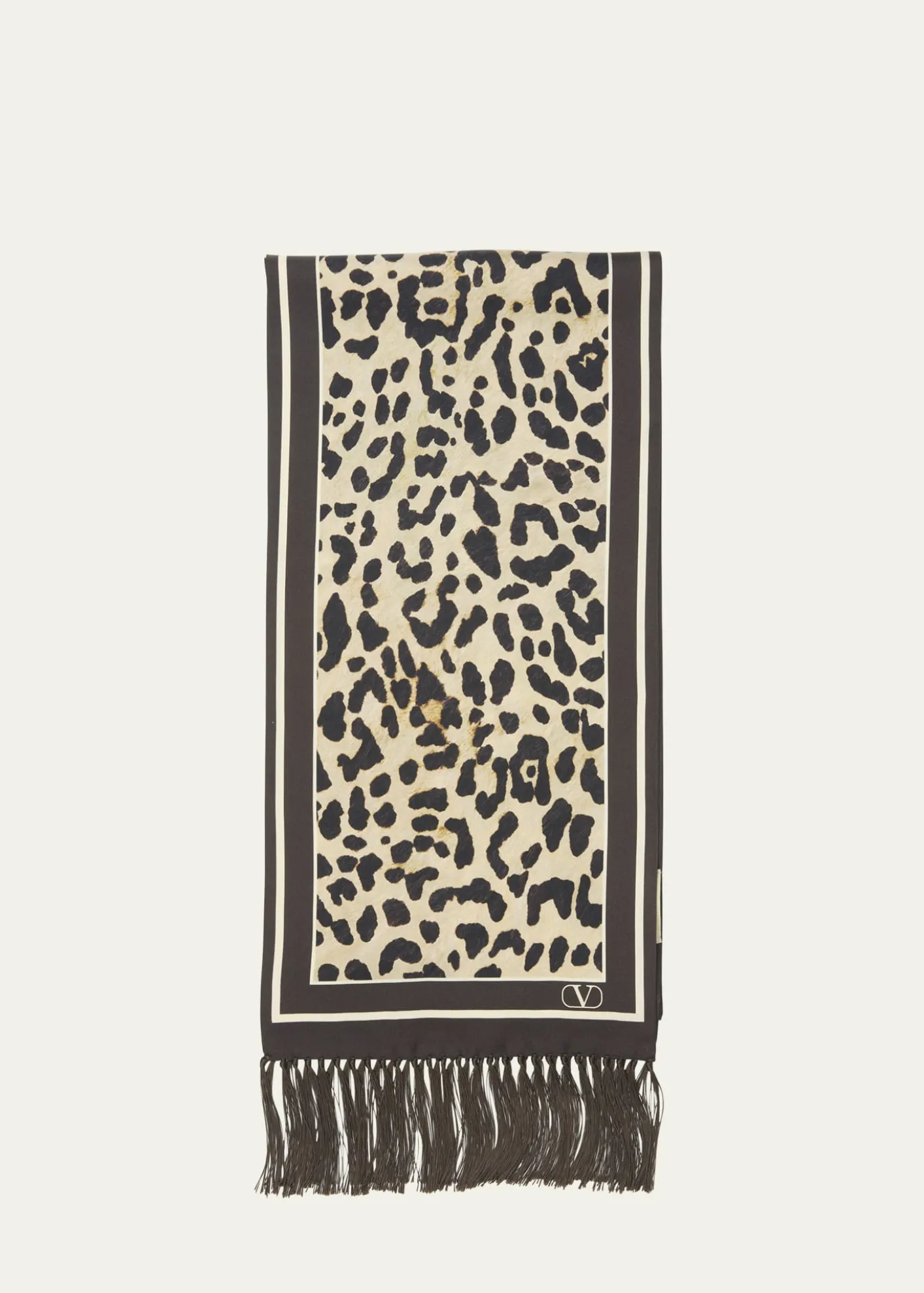 Valentino GaravaniAnimal Twill Fringe Scarf