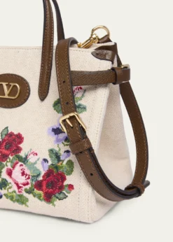 Valentino GaravaniAntibes Small Floral-Embroidered Shopping Tote Bag