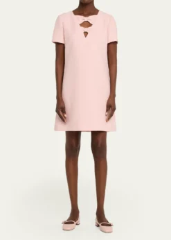 Valentino GaravaniBow Cutout Short-Sleeve Mini Dress