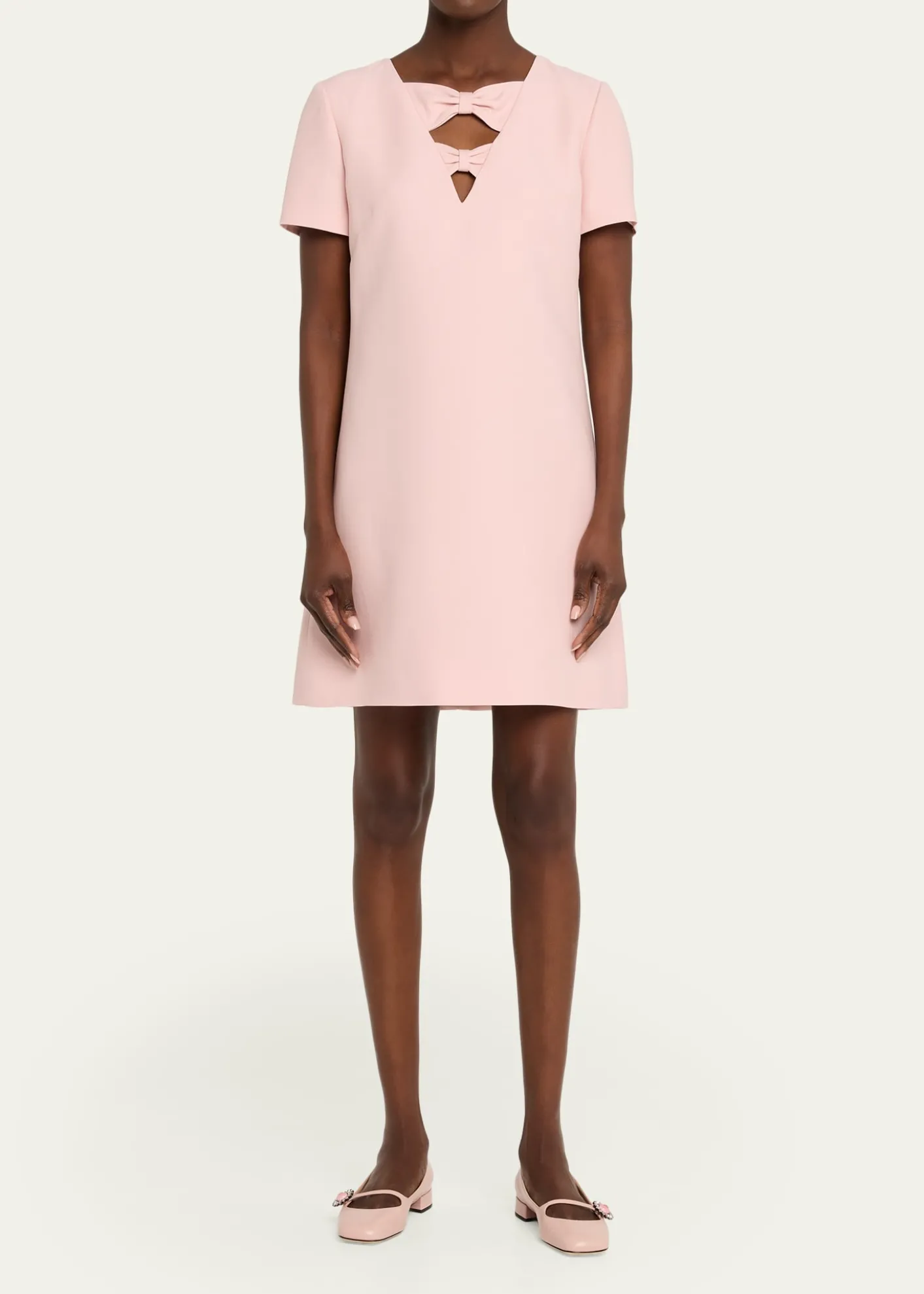 Valentino GaravaniBow Cutout Short-Sleeve Mini Dress