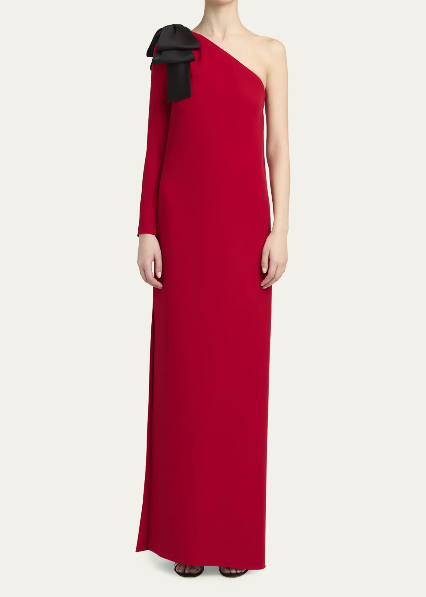 Valentino GaravaniBow One-Shoulder Silk Crepe Column Gown