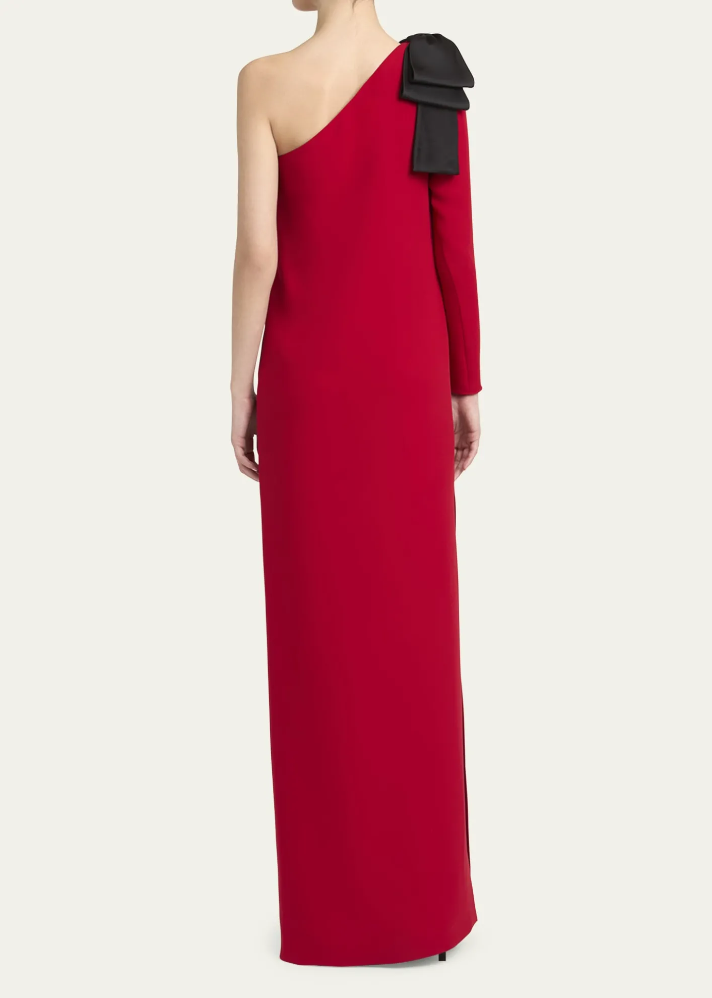 Valentino GaravaniBow One-Shoulder Silk Crepe Column Gown