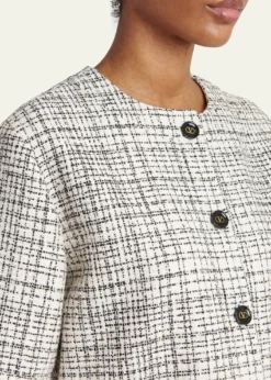 Valentino GaravaniBoxy Tweed Short-Sleeve Jacket