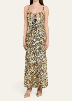 Valentino GaravaniButterfly Embroidered Tulle Maxi Dress