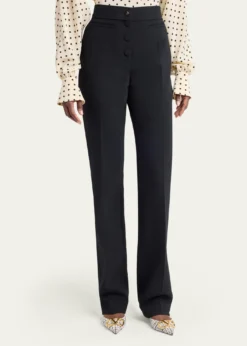 Valentino GaravaniButton-Front Straight-Leg Trousers
