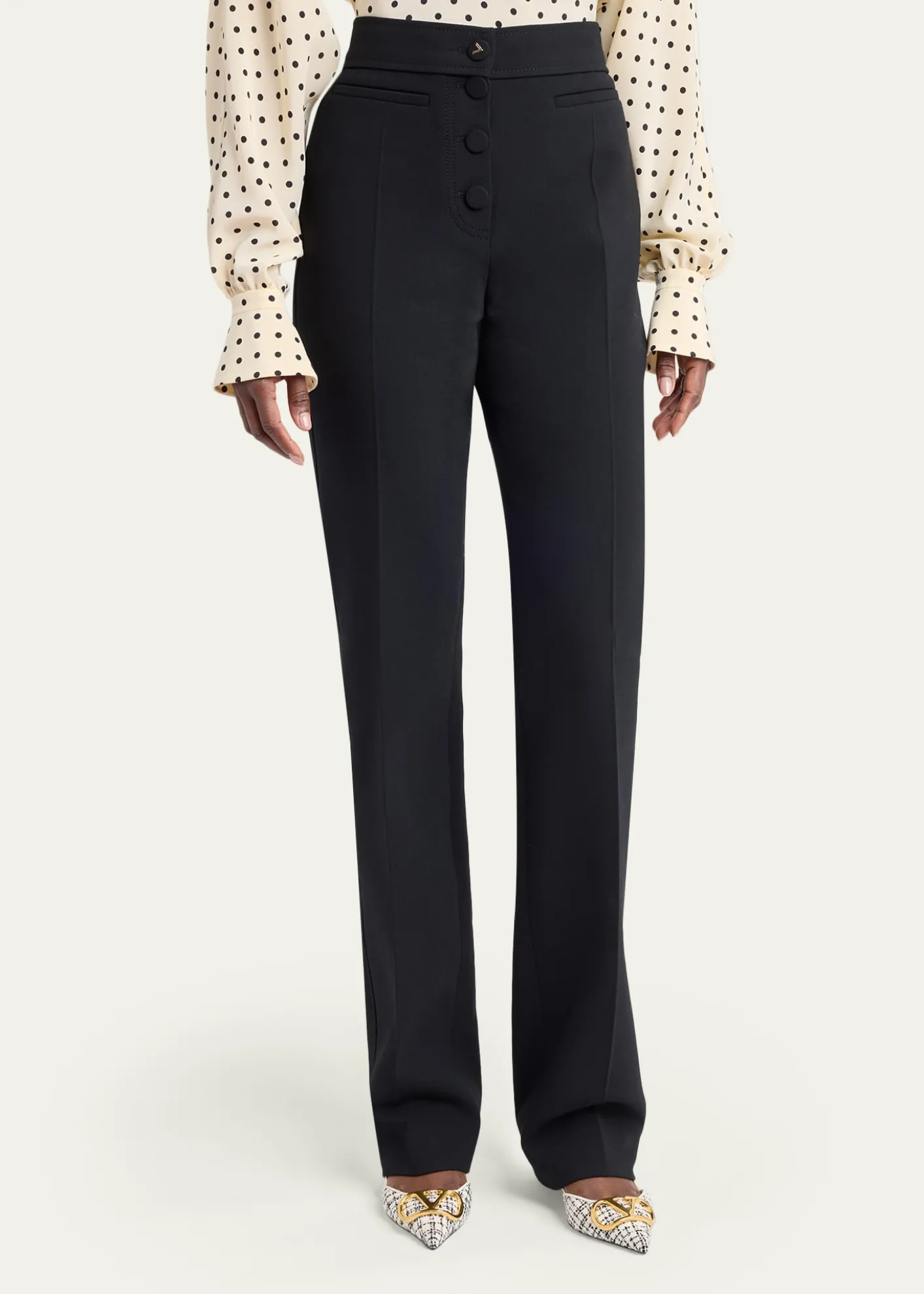 Valentino GaravaniButton-Front Straight-Leg Trousers