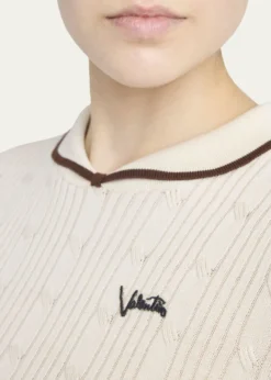 Valentino GaravaniCable Knit Crop Polo Sweater