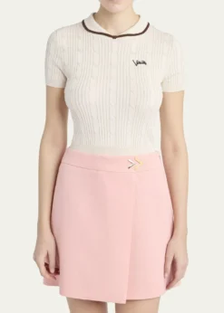 Valentino GaravaniCable Knit Crop Polo Sweater