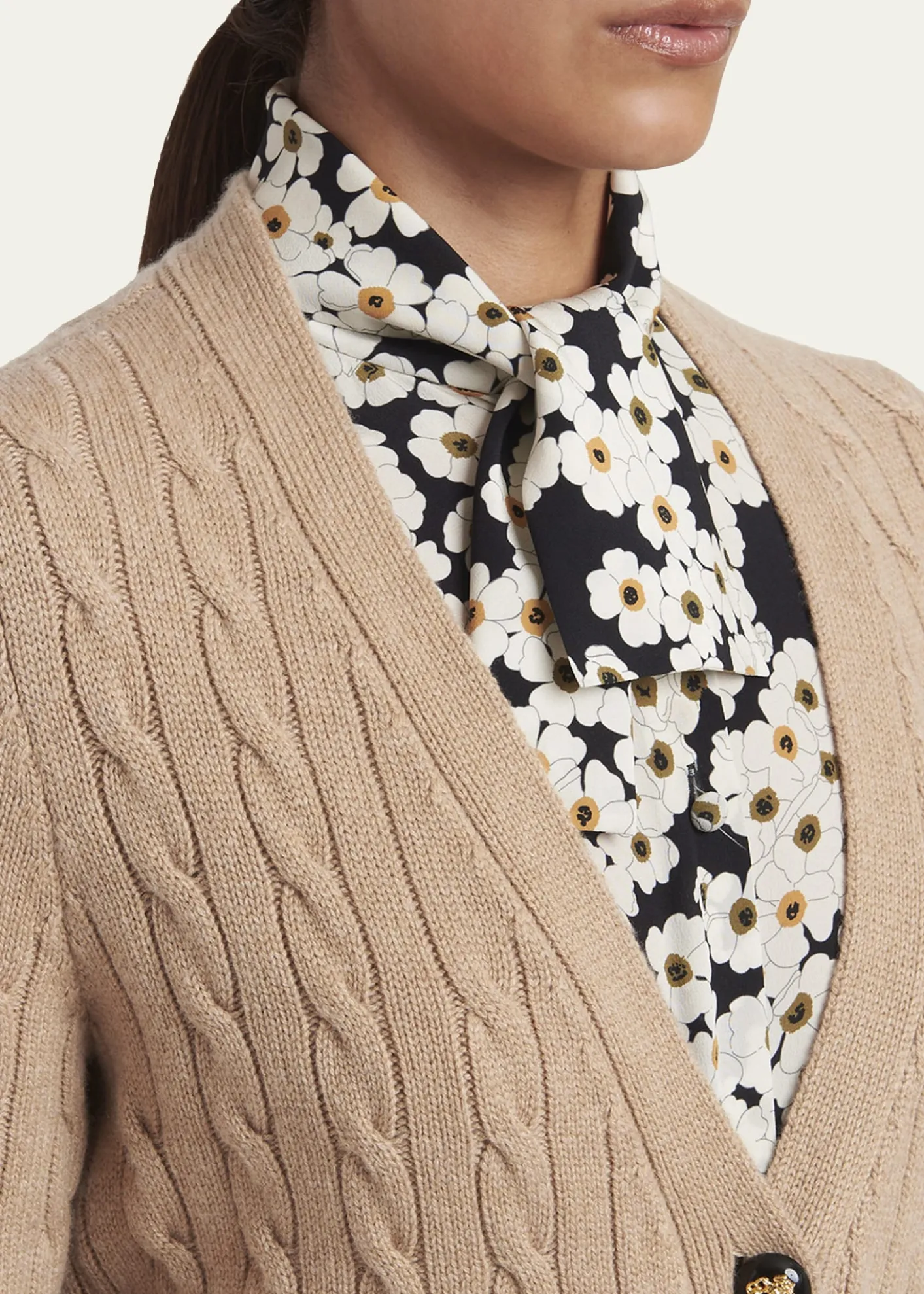 Valentino GaravaniCable-Knit Longline Cashmere Cardigan