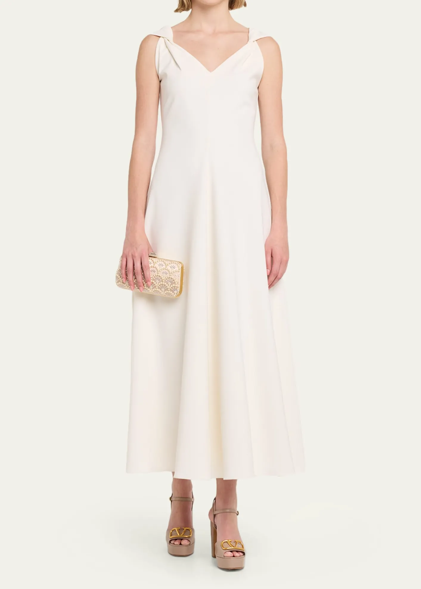 Valentino GaravaniCarry Secrets Rhinestone & Pearly Stud Satin Clutch Bag