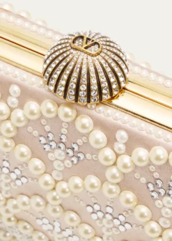Valentino GaravaniCarry Secrets Rhinestone & Pearly Stud Satin Clutch Bag