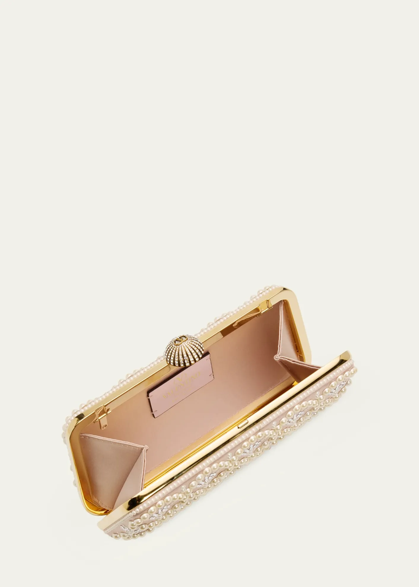 Valentino GaravaniCarry Secrets Rhinestone & Pearly Stud Satin Clutch Bag