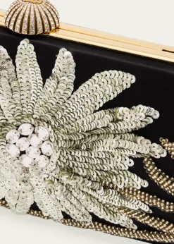Valentino GaravaniCarry Secrets Sequin Floral Satin Clutch Bag