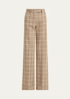 Valentino GaravaniCheck Wool Wide-Leg Pants