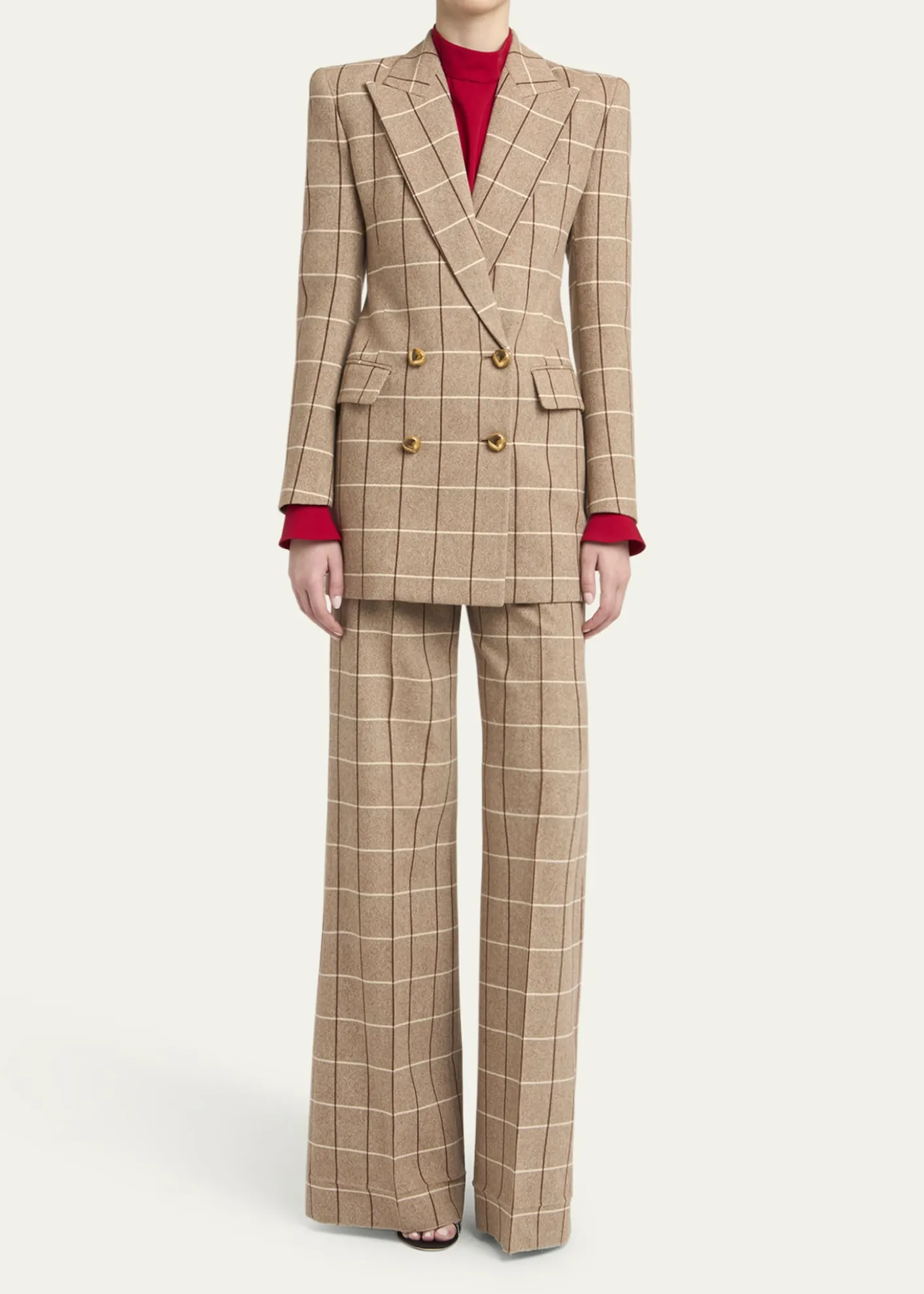 Valentino GaravaniCheck Wool Wide-Leg Pants